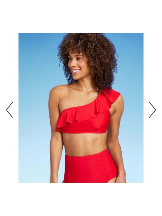 Kona Sol Other - Kona Sol Red One-Shoulder Ruffle Bikini Set